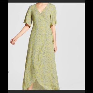 Who What Wear Floral Yellow Maxi Wrap Dress